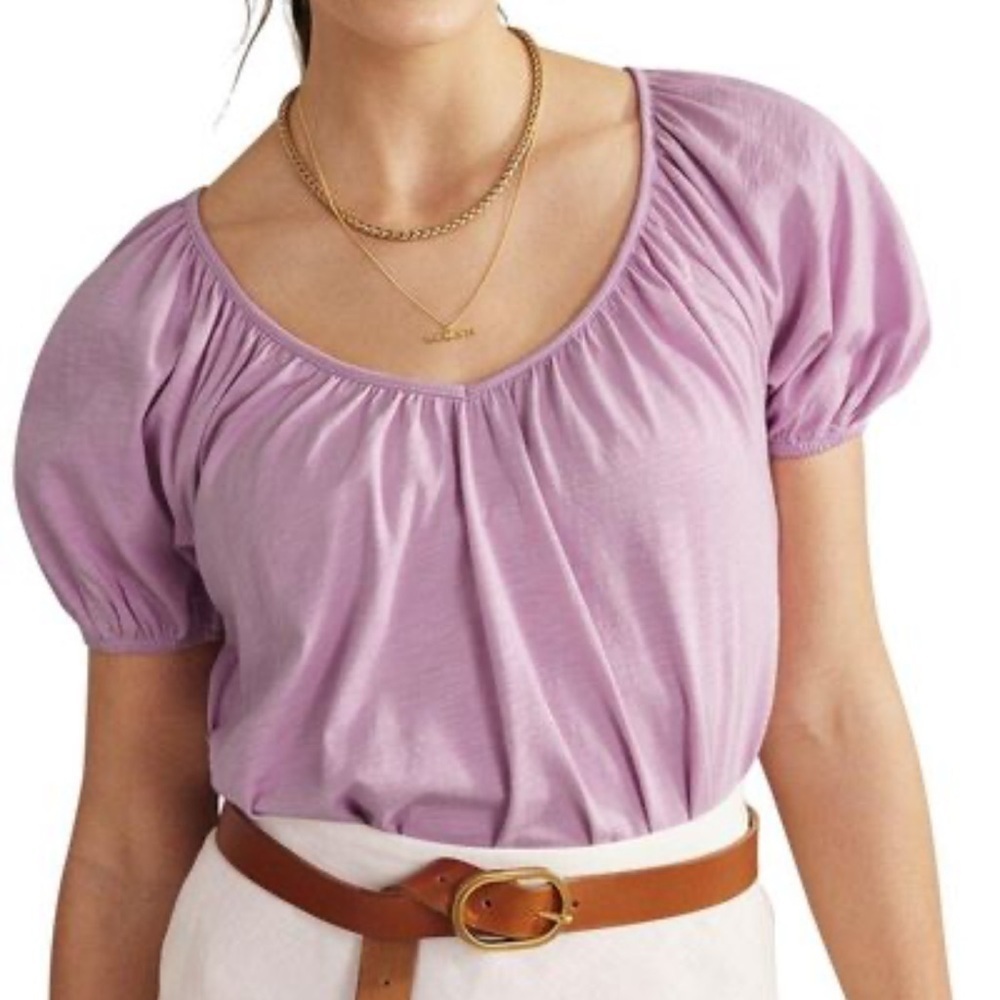 Boden Purple Cotton V Neck Top